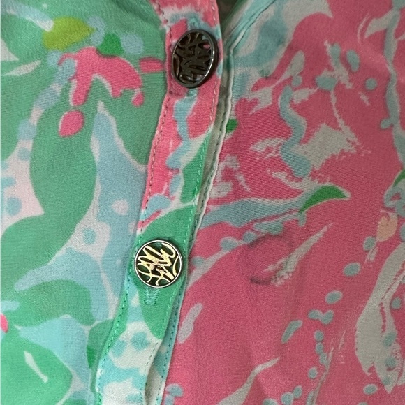 Lilly Pulitzer Elsa Blouse in Poolside Blue Beach Walk Size Small - Picture 6 of 9